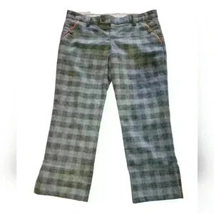 Abercrombie & Fitch Womens Plaid Grandpa Crop 100% Wool Poly Lined Pants Size 8